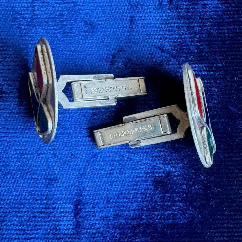 Vintage Mid-Century Sterling Silver Abstract/Postmodern Cufflinks